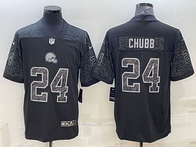 Men Cleveland Browns #24 Chubb Black Reflector 2022 Nike Limited NFL Jersey
